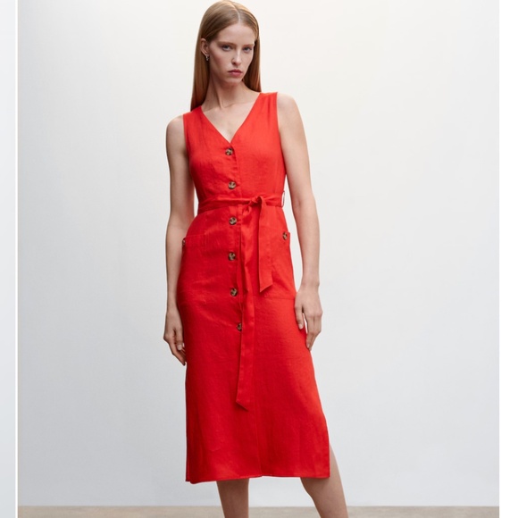 Mango Dresses & Skirts - 100% linen shirty dress